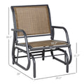 Outsunny Porch Glider, Metal Frame Swing Glider Chair Withmesh Fabric, Curved Armrests And Steel Frame For Garden, Poolside, Backyard, Balcony, Light Mixed Brown Brown Fabric Metal