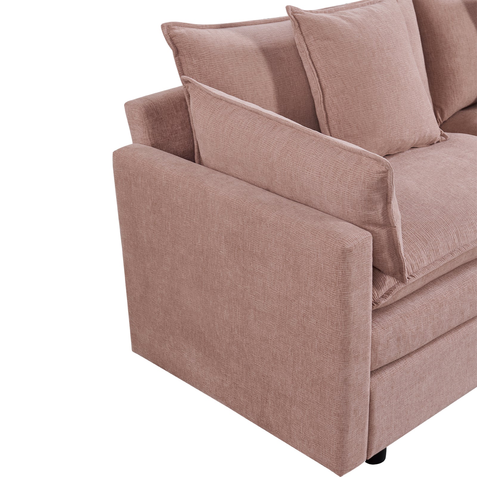 108.66"Modern Chenille L Shaped Sectional Sofa With Convertible Chaise, Comfy Cloud Couch Deep Sectional Sofa With Ottomans For Living Room Pink Wood Foam Chenille 3 Seat