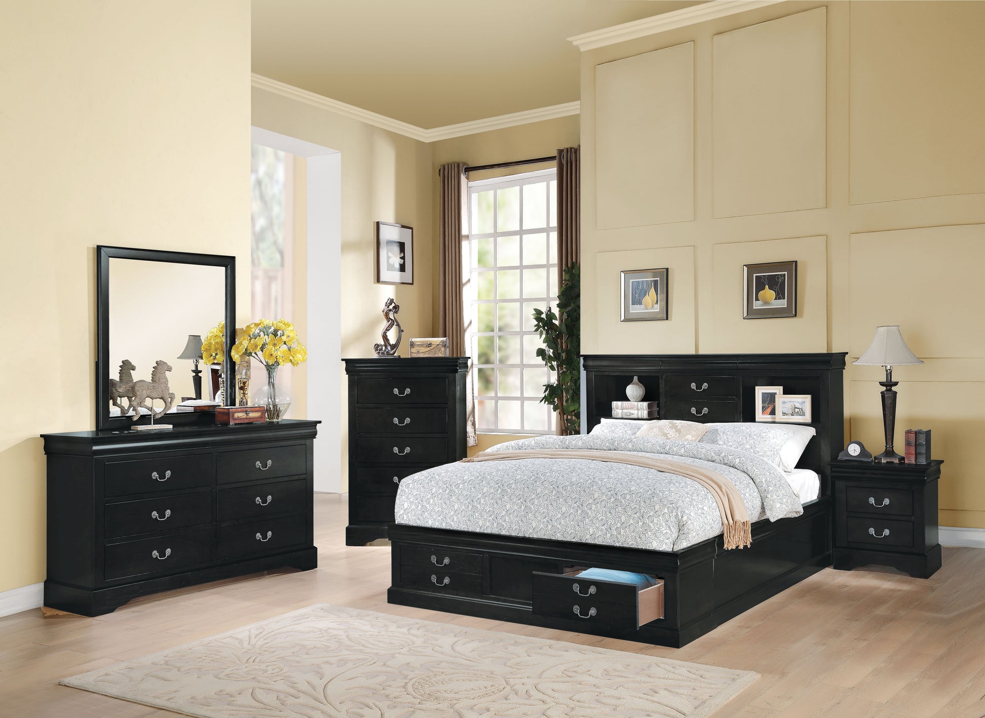 Black 5 Drawer Chest Black Bedroom Particle Board Mdf