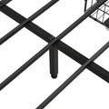 King Size Bed Frame, Storage Headboard With Charging Station And 4 Storage Drawers,Led Lightsbrown And And Gray Black Brown Grey Mdf Metal