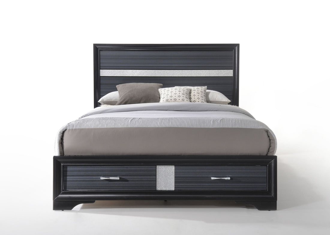 Black Queen Bed With Storage Box Spring Required Queen Black Wood Contemporary Wood