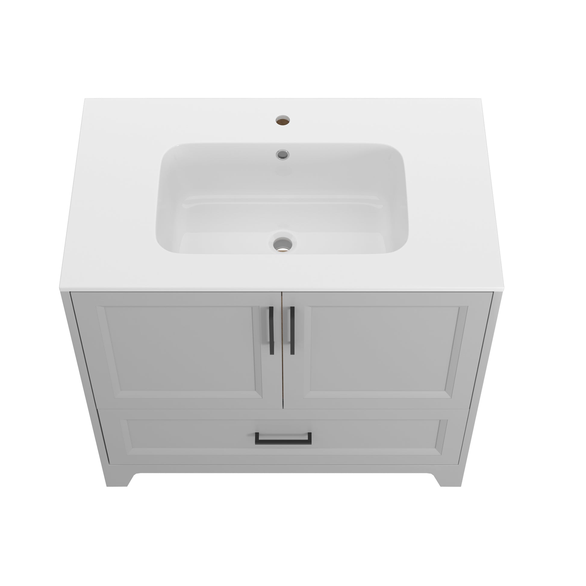 Solid Wood 36 Inch Bathroom Vanity With Single Sink Combo, Modern Vanity Cabinet With 2 Soft Closing Doors & 1 Full Extension Dovetail Drawer Light Grey 1 Light Grey 2 1 36 To 47 In 32 To 35 In Soft Close Doors Bathroom Freestanding Luxury,Modern 20 25