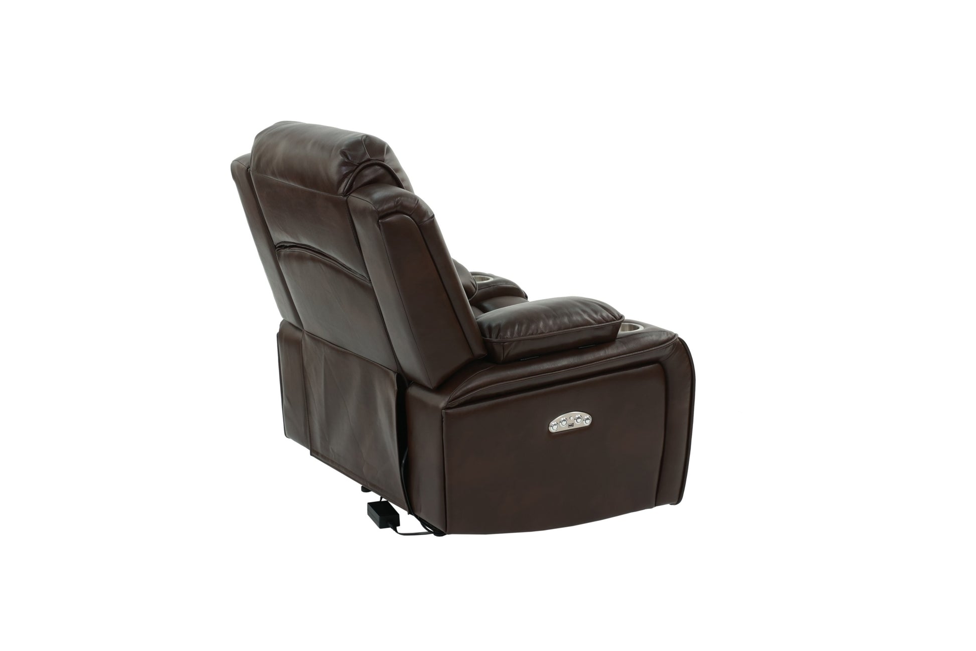 Power Motion Recliner Chair 1Pc Chair Contemporary Brown Color Gelstorage Arms W Cup Holder Living Room Furniture Brown Faux Leather Power Push Button Primary Living Space Cushion Back Contemporary,Modern Pillow Top Arms Metal & Wood