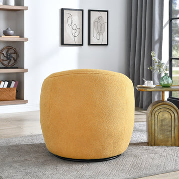 Galleria 360 Swivel Teddy Sherpa Barrel Chair, Yellow Yellow Primary Living Space Contemporary,Modern Fabric Fabric