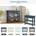 Retro Console Table With Drawer And Two Sturdy Shelves For Entryway, Living Room Navy Navy Mdf,Rubber Wood