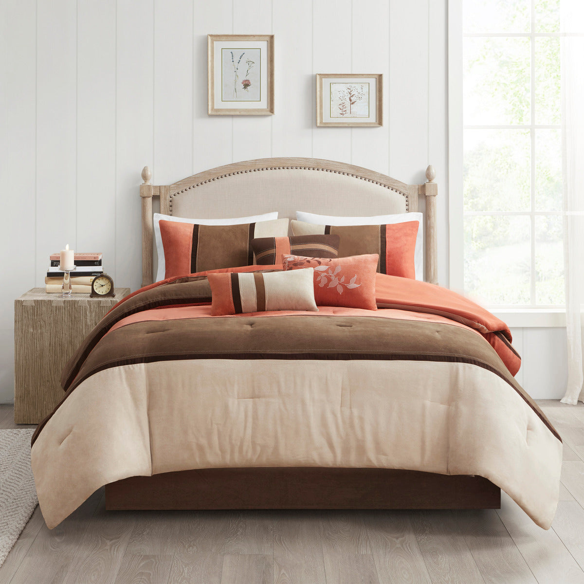 7 Piece Faux Suede Comforter Set Coral King King Coral Polyester