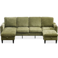 Chenille Sectional Sofa, U Shaped Sofa Couch With High Density Memory Foam, 4 Seat Comfy Modular Sofa Couch For Living Room, Modern U Shaped Sectional Sofa,U Shaped Green Green Chenille Metal