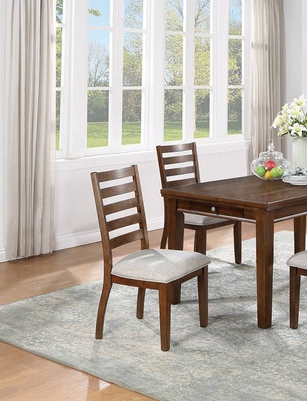 Contemporary Style 5Pc Dining Set Table W 4 Drawers 4X Side Chairs Ladder Back Walnut Finish Kitchen Dining Room Wood Dining Room Solid Wood Rubberwood Rectangular Dining Table With Chair Wood Wood Walnut Ladder Back Seats 4 60 Inches