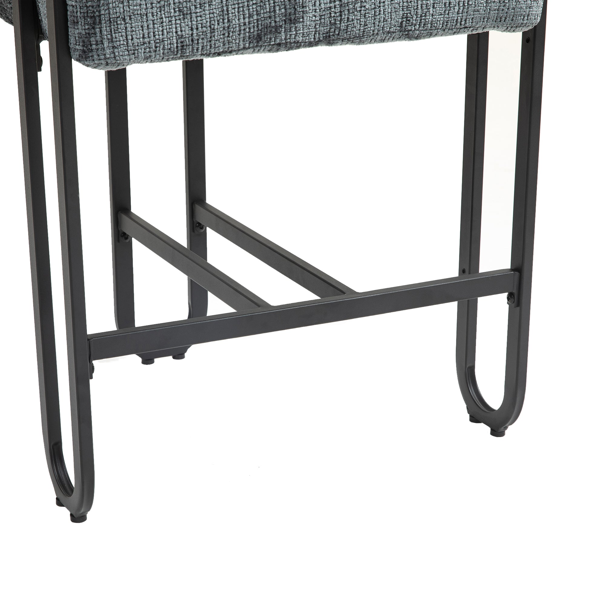 Coolmore Bar Stools Set Of 2, Modern Bar Stool With Back, Black Metal Frames, Upholstered Bar Stools For Kitchen Island, Pub, Club Gray Chenille Gray Foam Chenille