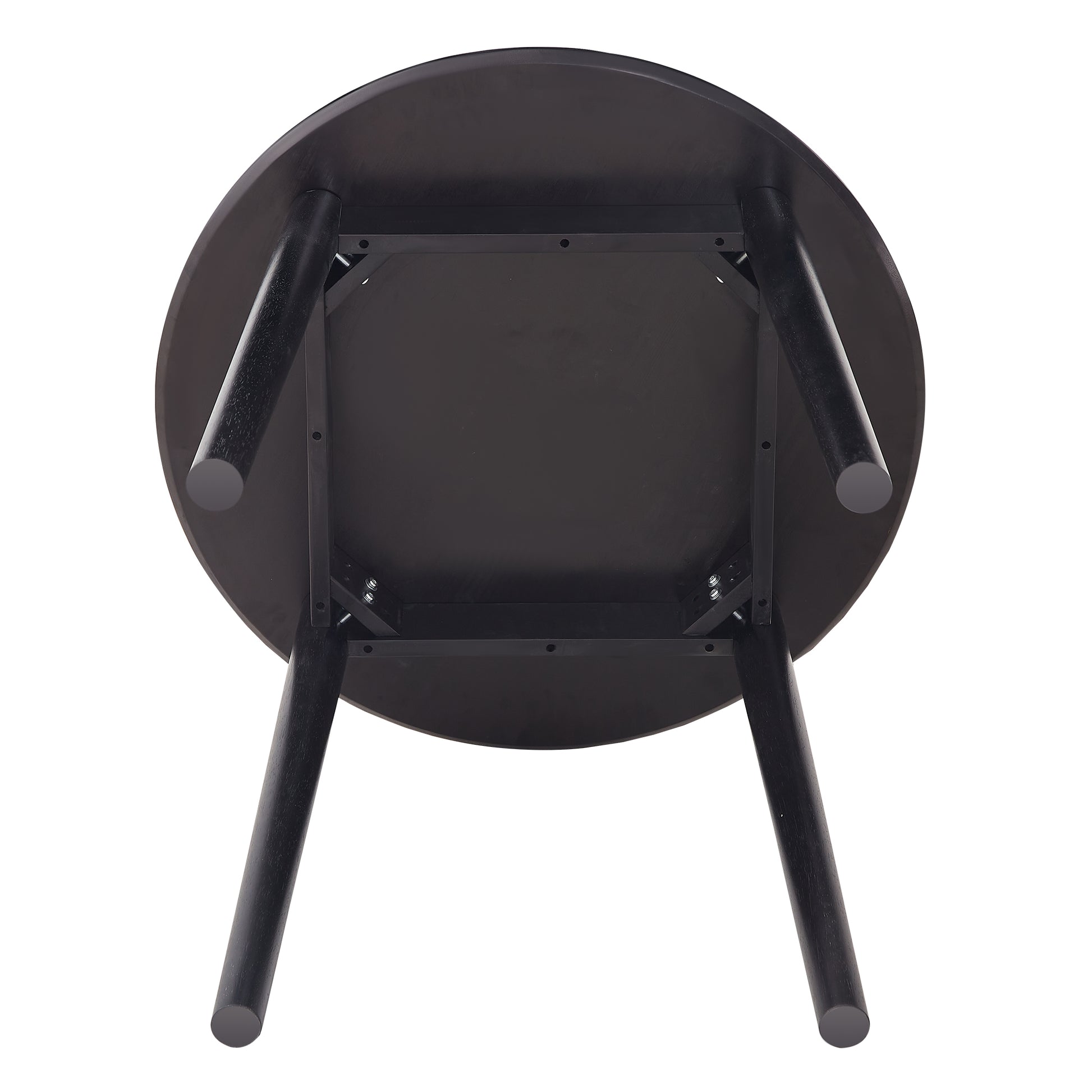 Black Round Table, All Solid Wood, Can Sit 2 4 People Diameter 31.5 Inches Black Solid Wood