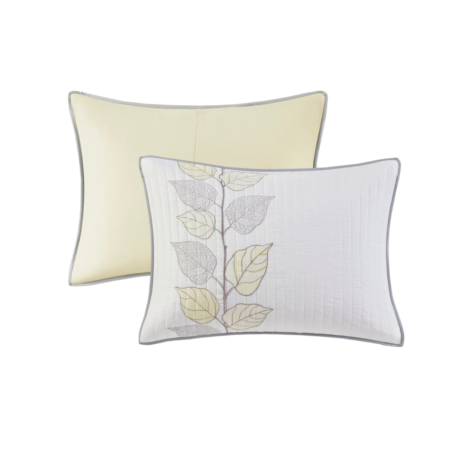 6 Piece Embroidered Quilt Set With Throw Pillows Yellow King Cal King King Yellow White Cotton