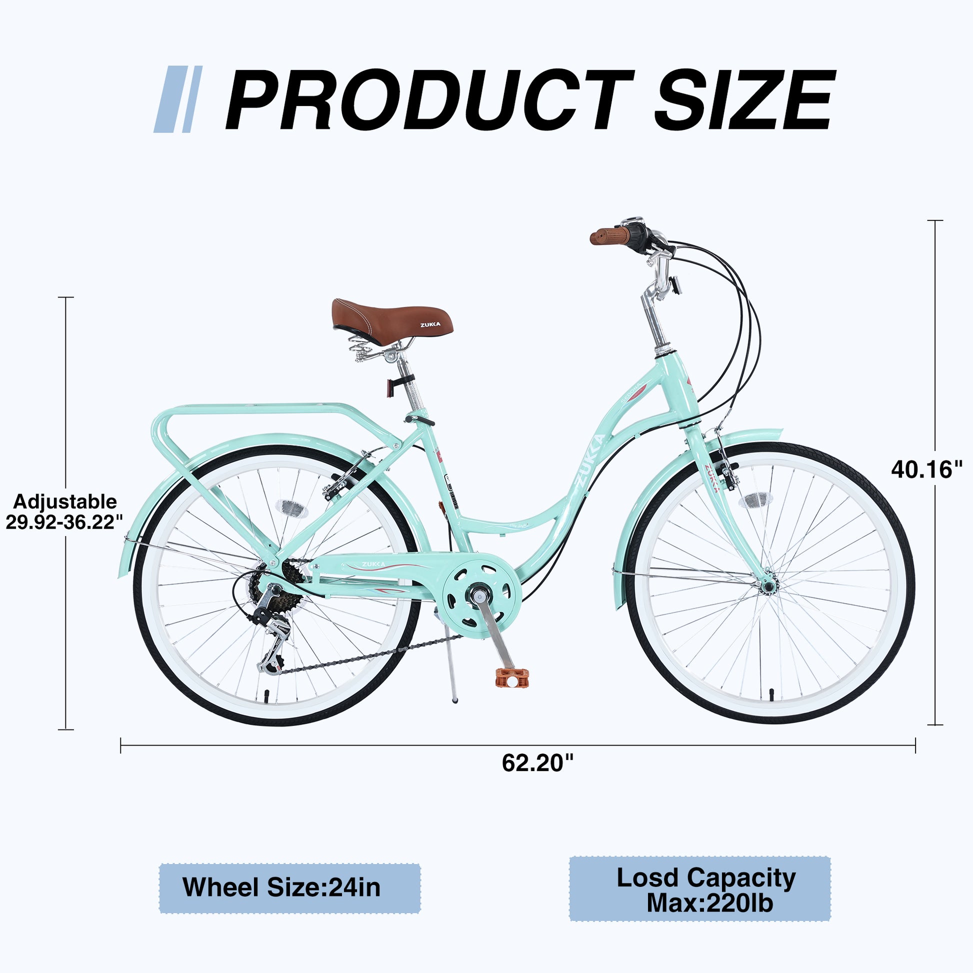 7 Speed, Steel Frame, Multiple Colors 24 Inch Ladies Bicycle Cycling Green Garden & Outdoor Steel