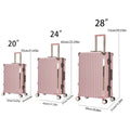 Luggage Sets Expandable Aluminum 20 24 28 Inch Three Model Set, Stylish Suitcase With Aluminum Frame Password Lock, Suitable For Travel Suitcases And Suitcases Pink Contemporary Aluminum