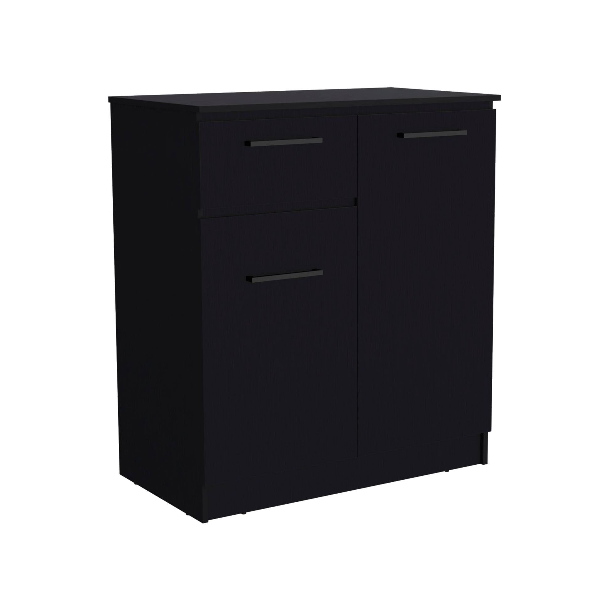 Dresser With 2 Door And Single Drawer, Black Black Solid Wood Mdf Engineered Wood