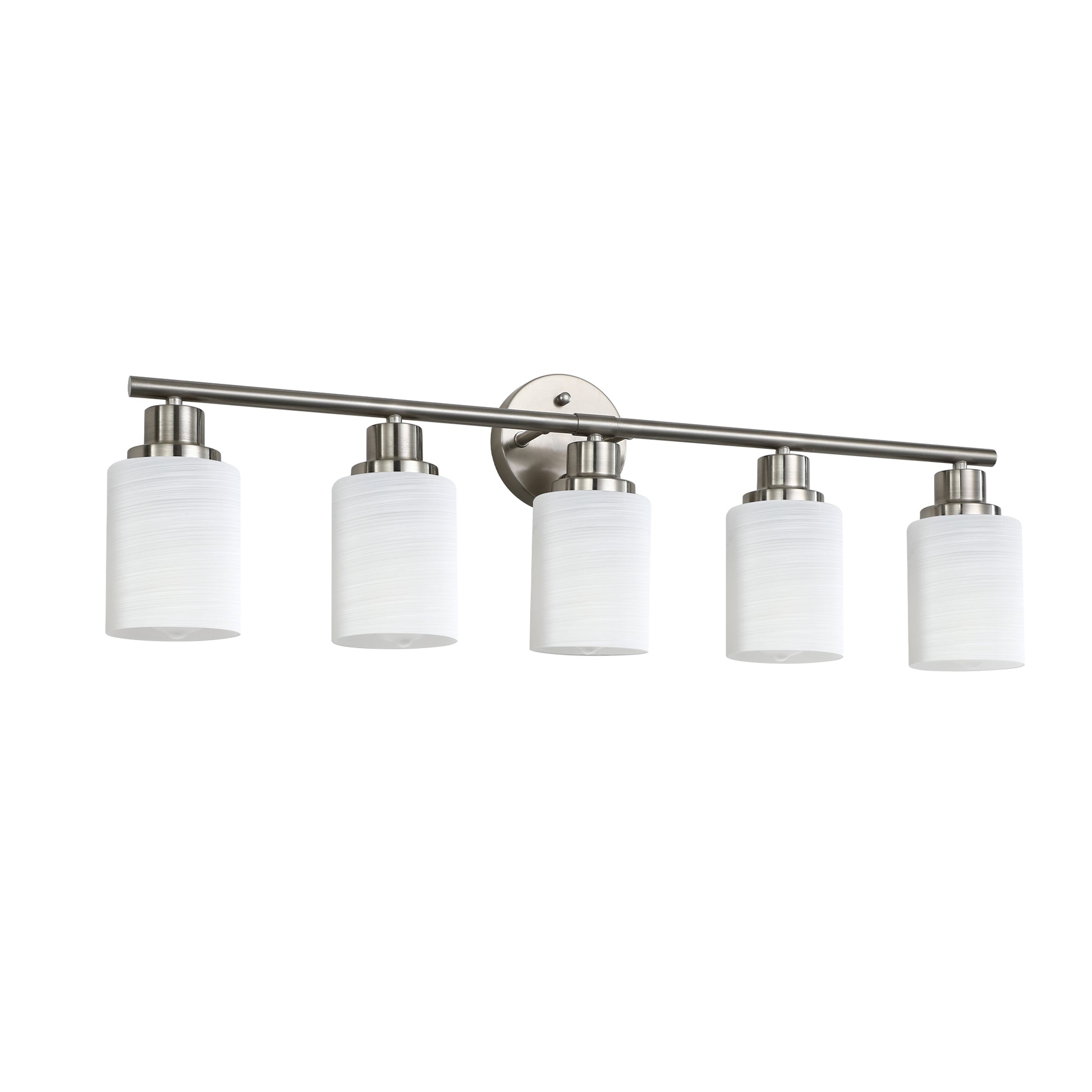 Modern 5 Light Vanity Wall Sconce, Brushed Nickel Finish With Frosted Glass Shades For Bathroom Or Hallway Lighting No Bulbs Brushed Nickel Glass,Iron