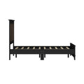 Farmhouse Wooden Platform Full Size Bed, Modern Platform Bed With Wooden Strip Decoration, Plywood Slats Support, Black Full Black Particle Board