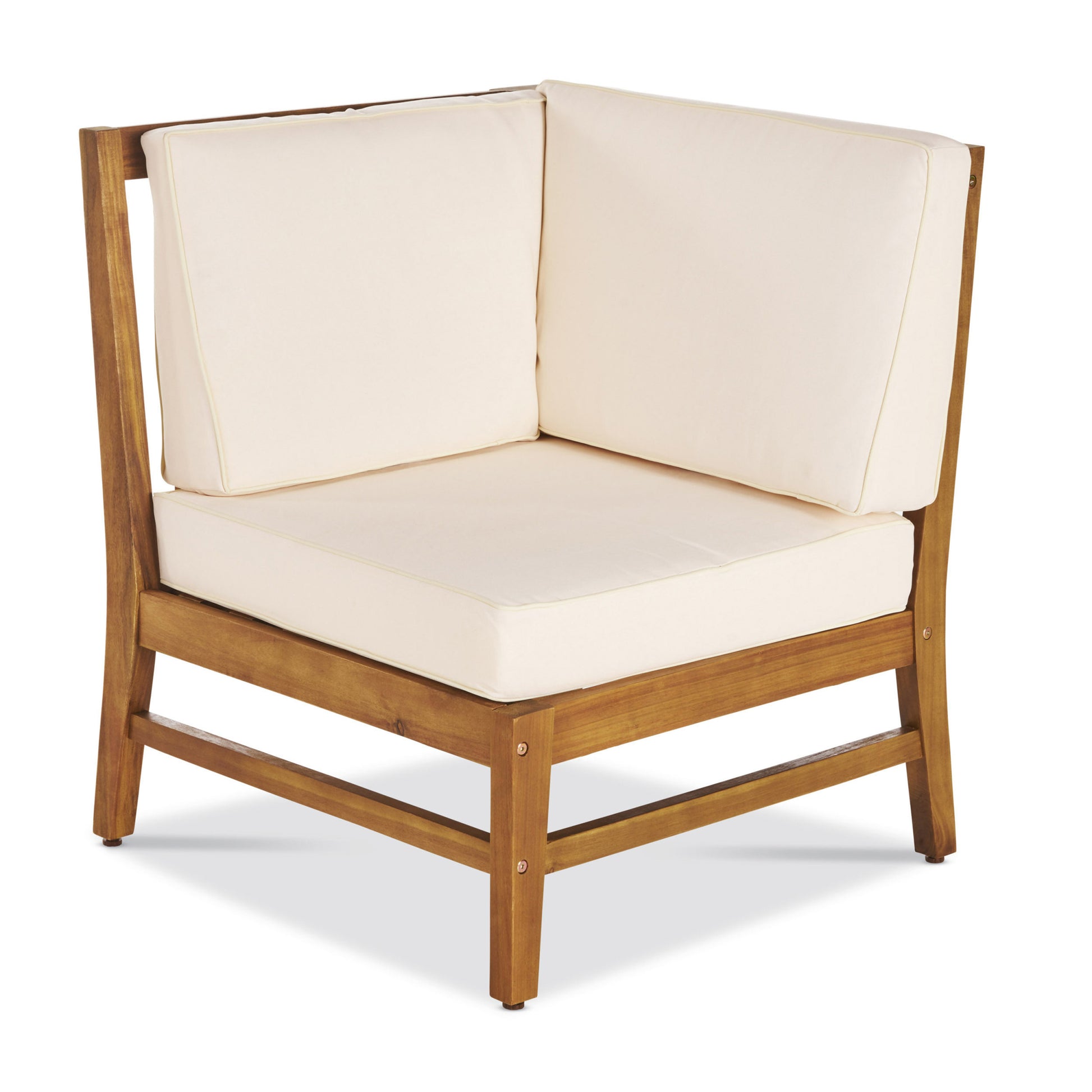 Perla 5 Pcs Sofa Set, Cream Cream Acacia Wood
