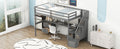 Twin Size Loft Bed Frame With Built In Desk And Double Storage Drawers,Gray Twin Gray Solid Wood Mdf