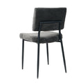 Modern Grey Simple Velvet Dining Chair Fabric Upholstered Chair Family Bedroom Stool Back Dressing, White Round Table Set, Chair Black Metal Legs Set Of 3 White Mdf