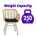 St.Lucia 3Pc Casual Outdoor Set Natural With Black Blue Cushion Black Brown Pe Rattan Iron