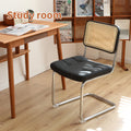 Dining Chairs Set Of 2, Fauex Leather Rattan Side Accent Chairs With Chrome Legs, Modern Mid Century Breuer Designed Chairs, Upholstered Dining Living Room Kitchen Chairs Black 2Pcs Black Faux