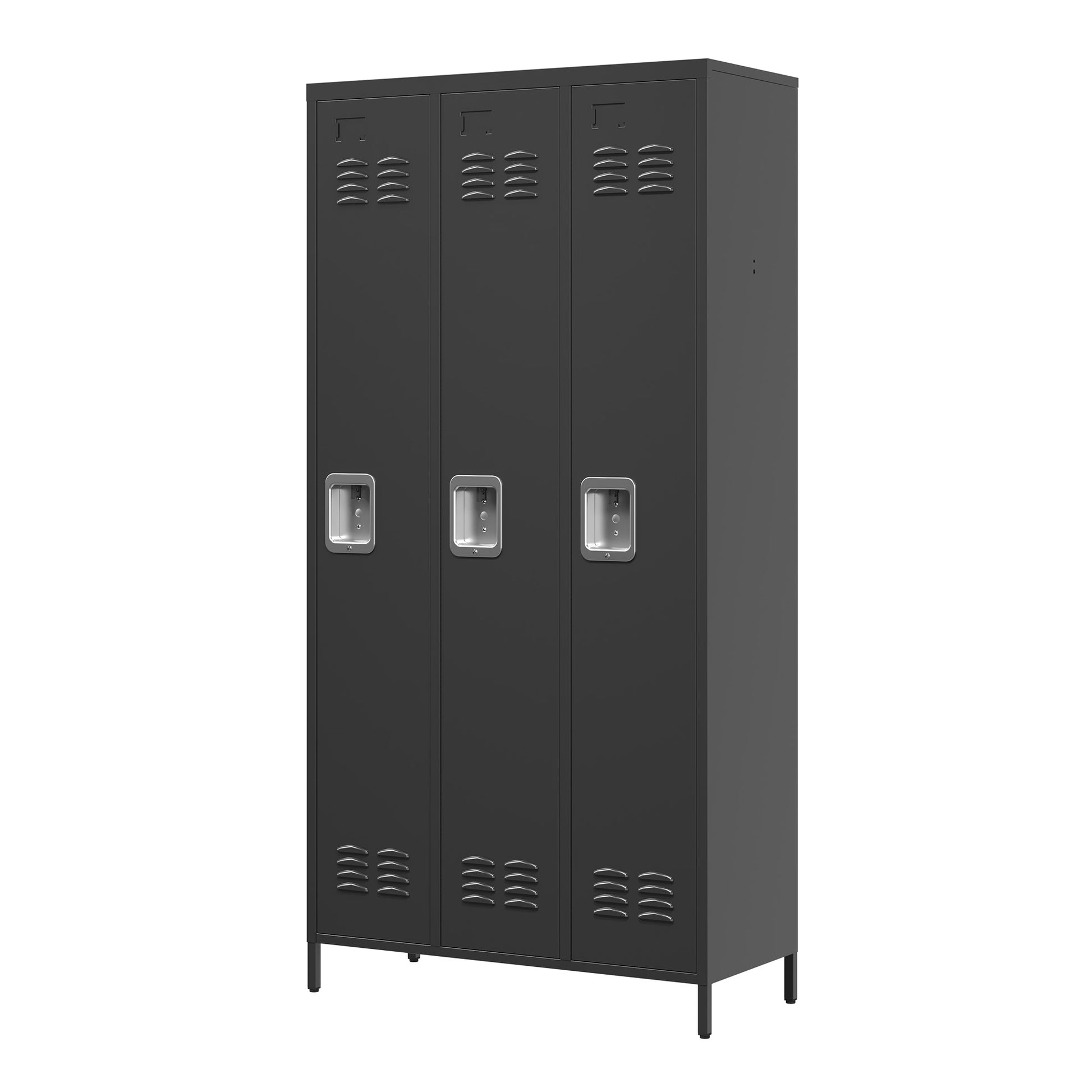 3 Door 72"H Metal Lockers With Lock For Employees,Storage Locker Cabinet For Home Gym Office School Garage,Black Freestanding 5 Or More Spaces Black Gym Door Locks Modern Metal Metal