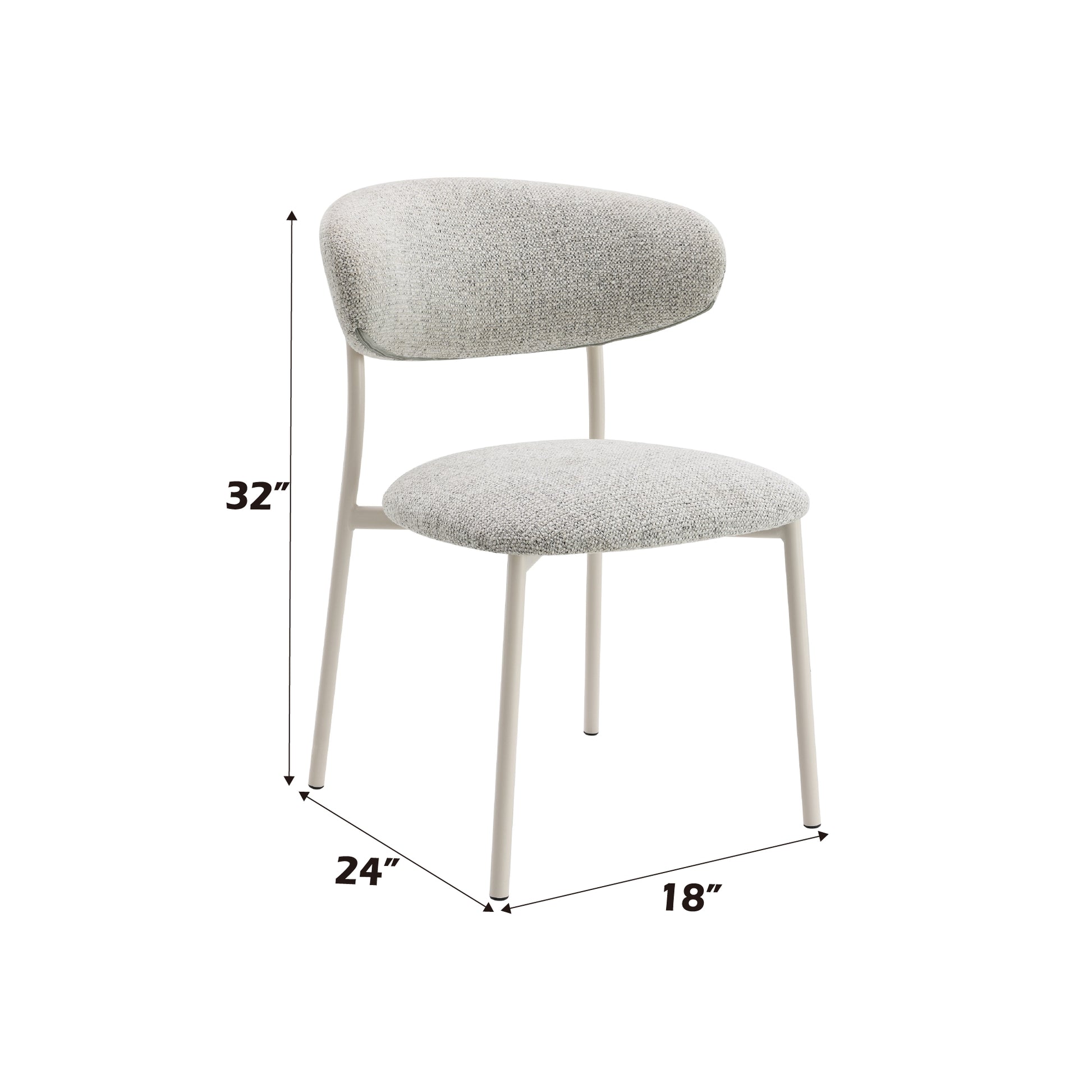 Kalam Light Gray Fabric Finish Side Chair Set Of 2 Gray Fabric