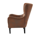 Hi Back Studded Chair,Arm Chair,Living Room, Study And Bedroom Brown Polyester