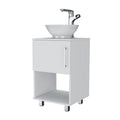 Single Bathroom Vanity, One Open Shelf, Single Door Cabinet, White White Solid Wood Mdf Engineered Wood