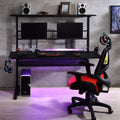 Black Gaming Desk With Led Light Black Primary Living Space Industrial Paper Composite