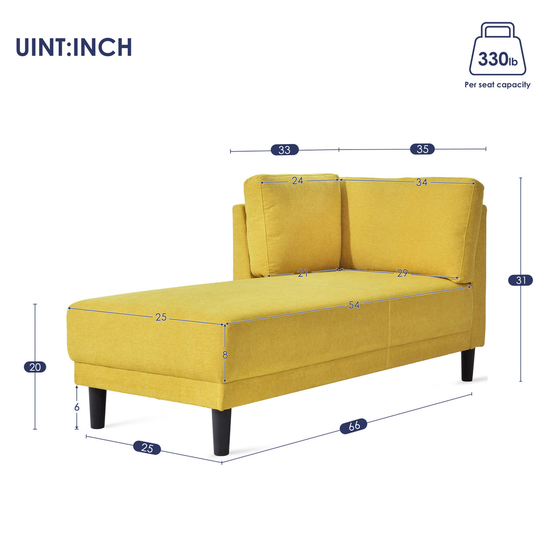 Video 65" Mid Century Modern Linen Fabric Corner Lounge Chair, Upholstered Indoor Chaise Lounge,Sleeper Sofa Bed,Leisure Sofa Recliner For Bedroom,Office,Small Living Room & Apartment,3 Colors Yellow Fabric Fabric