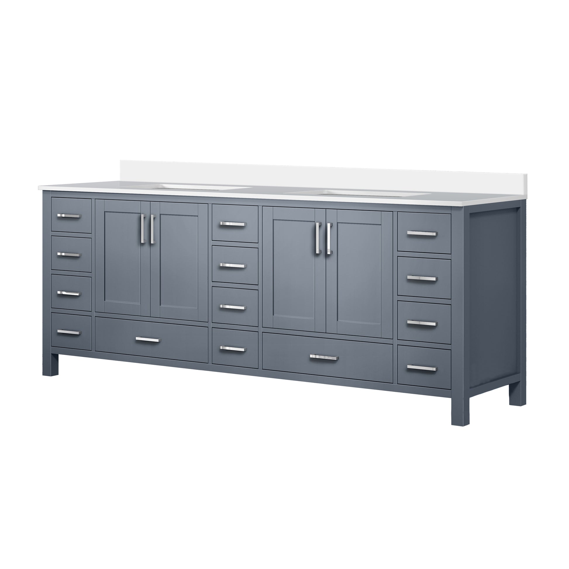 Dark Grey Double Bath Vanity 84 In. W X 22 In. D, With Cultured Marble Top Dark Grey Plywood Wood