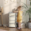 Qaba 4 Tier Kids Storage Unit, 4 Drawer Chest Toy Organizer Plastic Bins For Kids Bedroom Nursery Kindergarten Living Room For Boys Girls Toddlers, Cream White Cream White Plastic