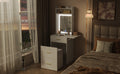 Small Vanity Desk With Mirror And Light, Dressing Table With Charging Station & Fold Up Panel For Small Space, Compact Makeup Vanity Set With Hidden Stool For Bedroom, White White Mdf,Tempered Glass