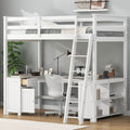 Full Size Loft Bed With U Shaped Desk, Drawers And Storage Shelves, White Box Spring Not Required Full White Wood Bedroom Solid Wood Mdf