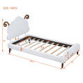 Twin Size Upholstered Platform Bed With Sheep Shaped Headboard, White Twin White Plywood