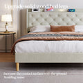 Queen Size Bed, Mesh Backboard Beautiful, With Led Lights, Cotton And Linen Fabric, Frame Stability, Easy To Assemble,Light Gray Queen Light Gray Mdf Acacia