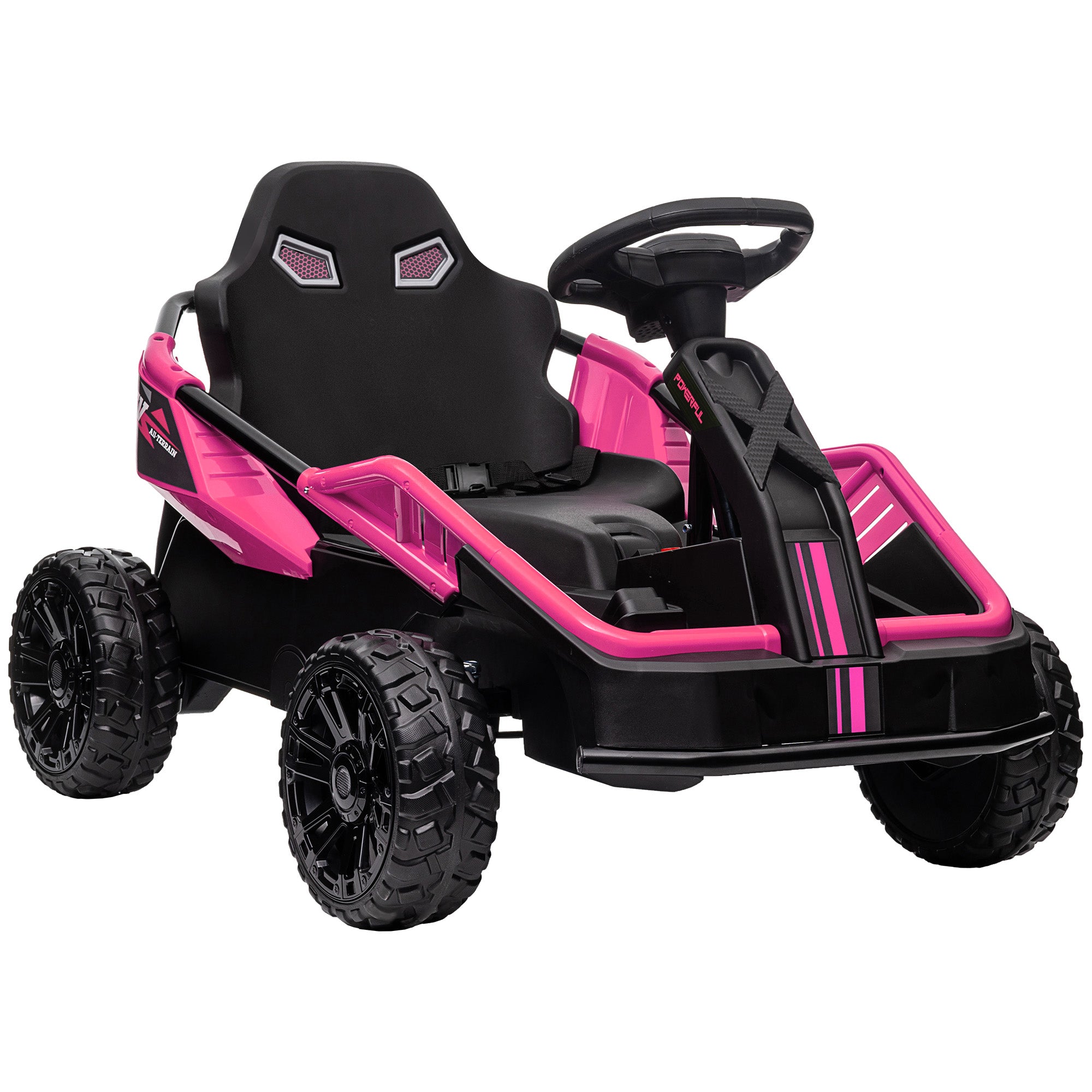 Qaba 24V Electric Car For Kids With Remote Control, Battery Powered Kids Ride On Car With Spring Suspension, Electric Vehicle With Horn, Music, Led Lights, Aged 3 8 Years Old, Pink Pink Iron Plastic