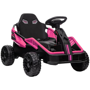 Qaba 24V Electric Car For Kids With Remote Control, Battery Powered Kids Ride On Car With Spring Suspension, Electric Vehicle With Horn, Music, Led Lights, Aged 3 8 Years Old, Pink Pink Iron Plastic