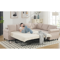 Arrived Sleeper Sofa, 2 In 1 Pull Out Couch Bed,6 Seater Sofa Bed, L Shaped Sleeper Sectional Sofa Couch,Riveted Sofa,104'' Large Combined Sofa Bed In Living Room, Beige Beige Polyester Wood Primary Living Space Medium Soft Cushion Back Modern Polyester