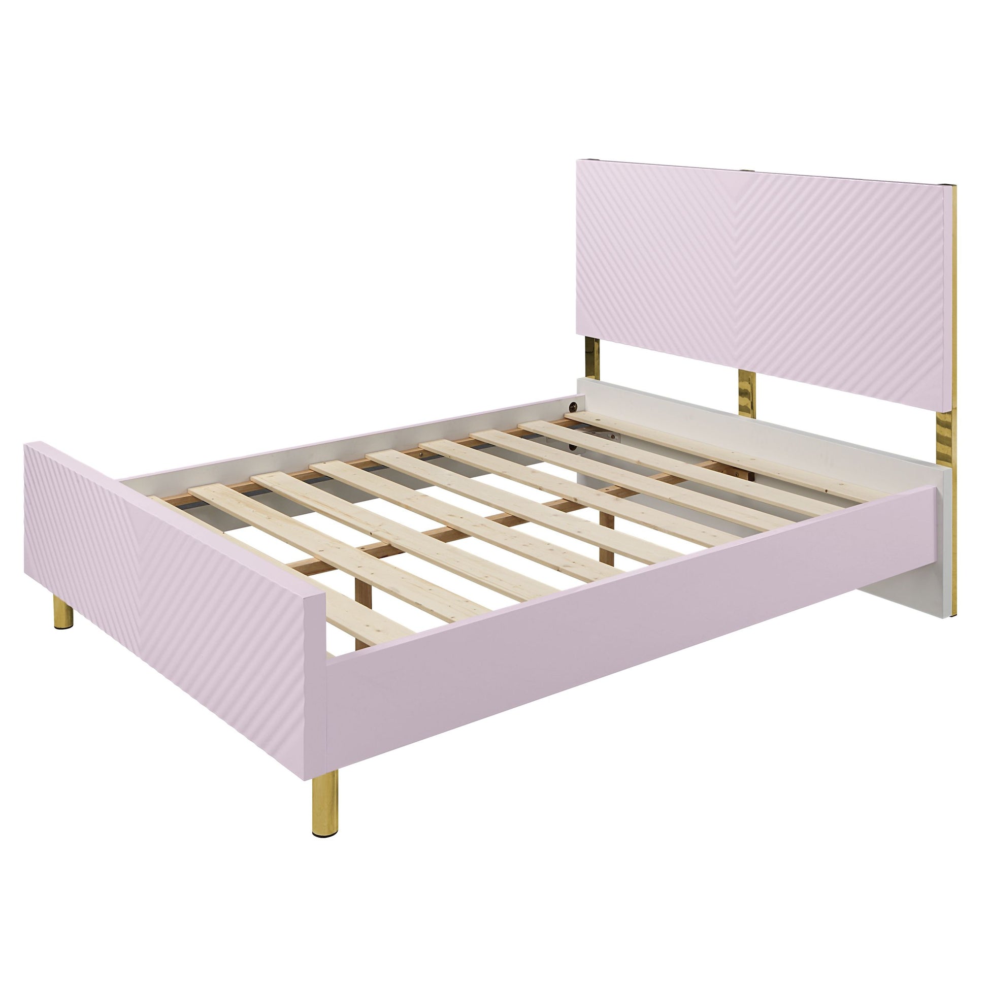 Gaines Full Bed, Pink High Gloss Finish Bd02660F Full Pink Mdf Metal