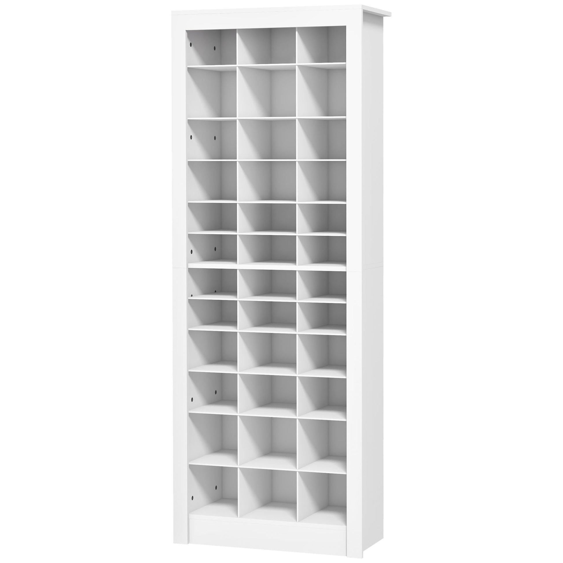 Homcom 71" Tall Shoe Rack Storage Organizer, Narrow Shoe Cabinet For Entryway With Open Cubes For 36 Pairs, White White Particle Board