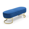 Bench Bedroom Bench ,Velvet Oval Upholstered End Of Bed Bench With Golden Metal Legs ,48