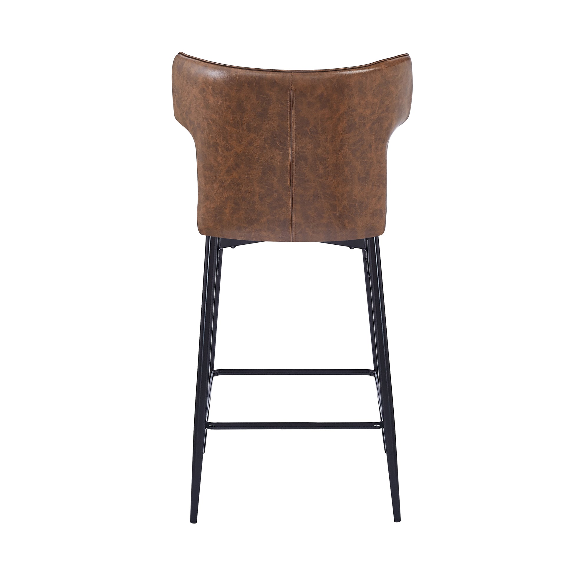 28Inch Counter Height Bar Stools Set Of 2, Modern Bar Upholstered Chairs With Pu Leather, Metal Footrest And Frame For Kitchen Island, Bar Table, Dining Room, Brown Solid Kitchen Solid Back Set Of 2