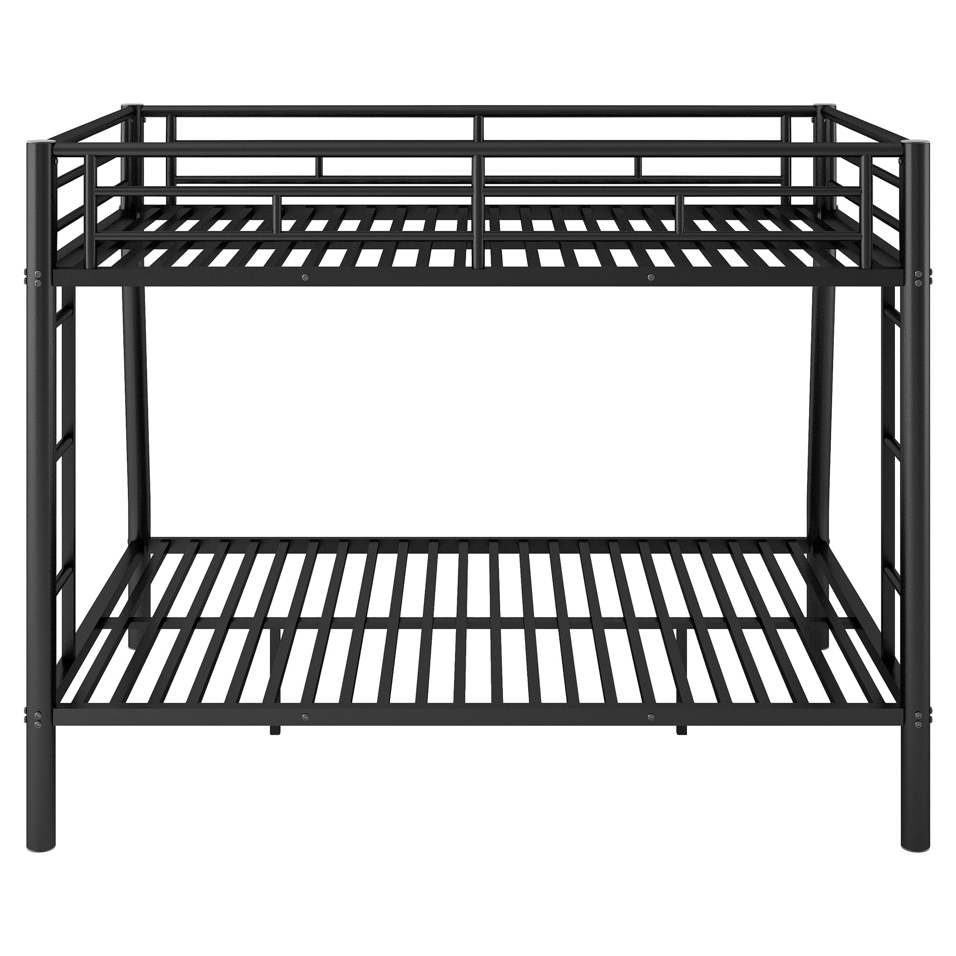 Full Xl Over Queen Metal Bunk Bed With Ladder And Guardrails, Black Expected Arrival Time: 9.7 Box Spring Not Required Full Xl Black Metal Metal
