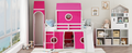 Full Size Loft Bed With Slide Pink Tent And Tower Pink Old Sku:Wf298771Aah Full Pink Solid Wood