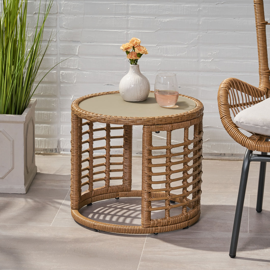 Tatiana Side Table Light Brown Rattan