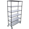6 Tier 6000Lbs Capacity Nsf Metal Shelf Wire Shelving Unit, Heavy Duty Adjustable Storage Rack With Wheels & Shelf Liners For Commercial Grade Utility Steel Storage Rack, Black 82