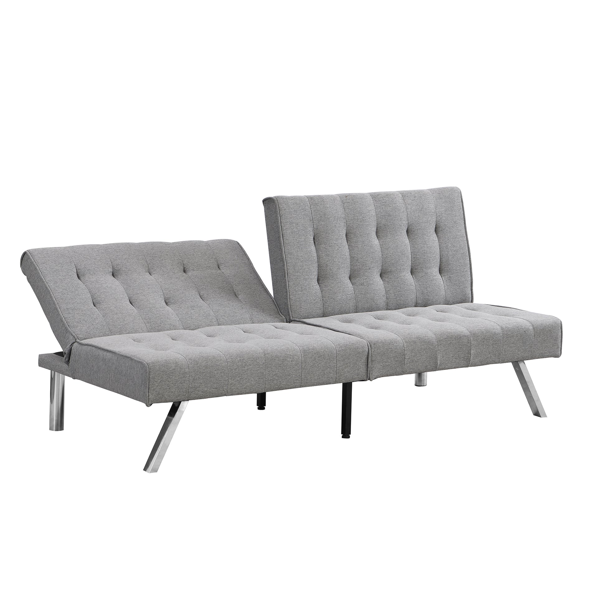 Wood Frame, Stainless Leg, Futon, Sofa Bed Grey Grey Fabric 2 Seat