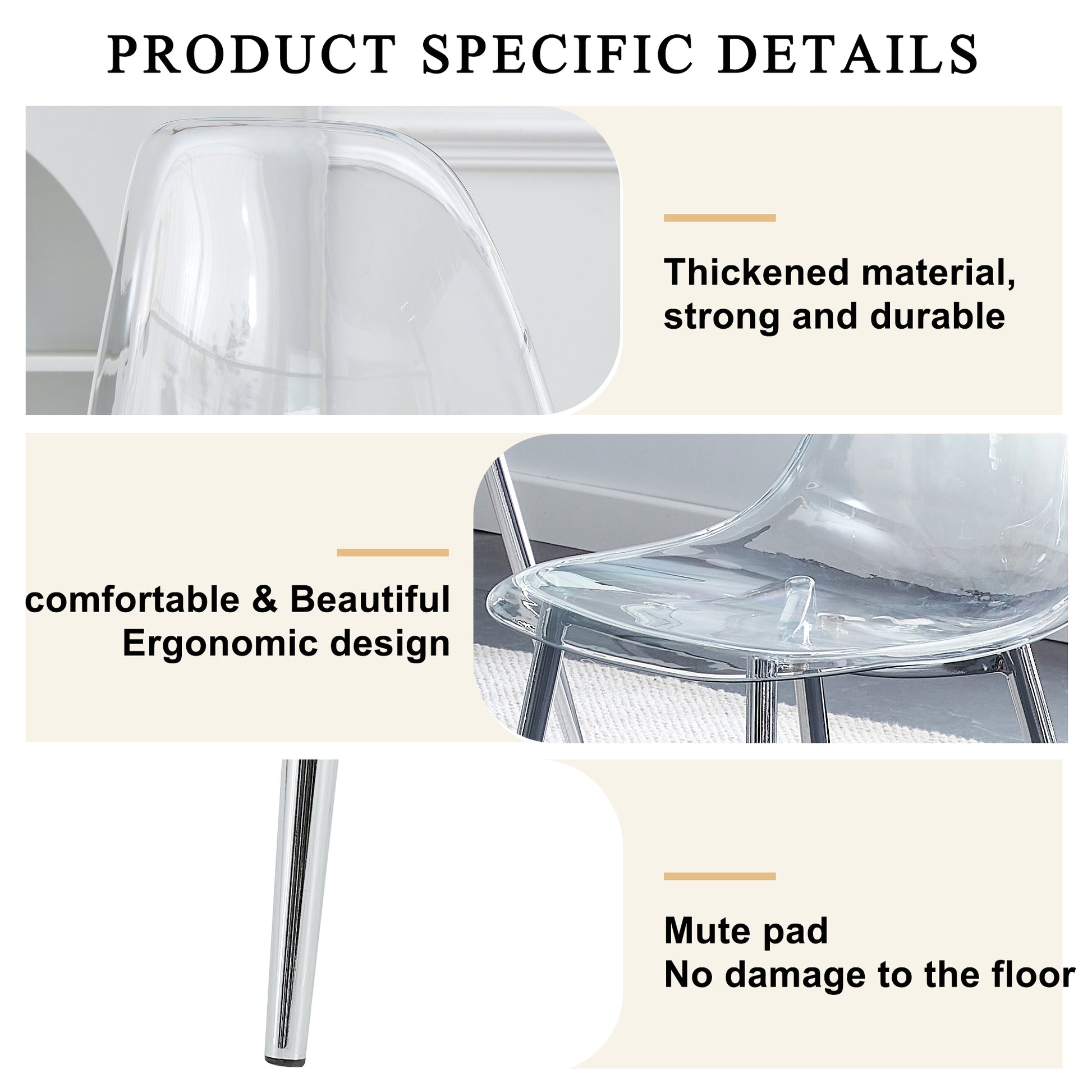 Table And Chair Set.Modern Rectangular Glass Dining Table With Tempered Glass Countertop And Silver Metal Legs, Paired With Multiple Transparent High Quality Pet Dining Chairs With Silver Legs. Silver Seats 8 Tempered Glass